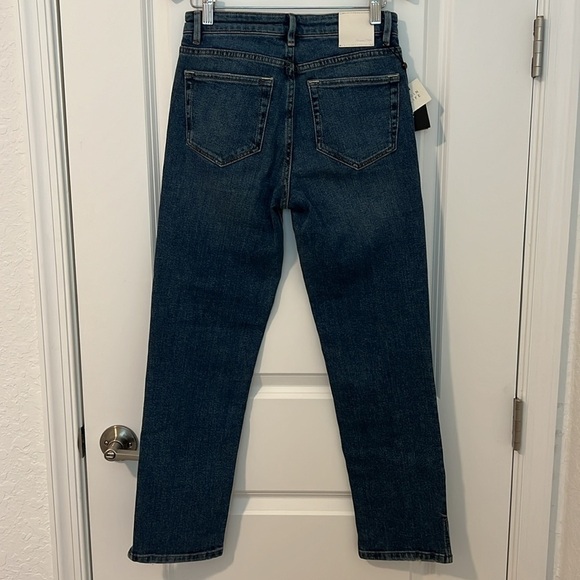 NWT Massimo Dutti High Rise Ankle Cropped Split Hem Medium Wash Jeans Size 2 - Picture 3 of 12